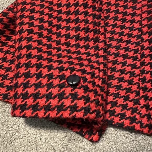 D’Angelo Women 10 Blazer Wool Houndstooth Lined V-Neck Black Red VTG - Picture 5 of 13